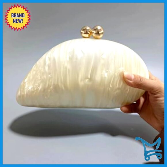 Acrylic Shell Clutch Evening Bag with Detachable Chain for Wedding Party